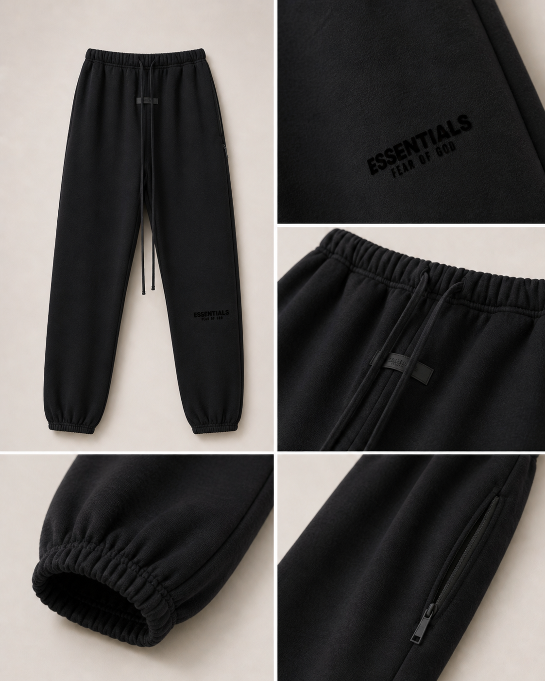 AMBERELLE Core Flocked Logo Sweatpants in cream