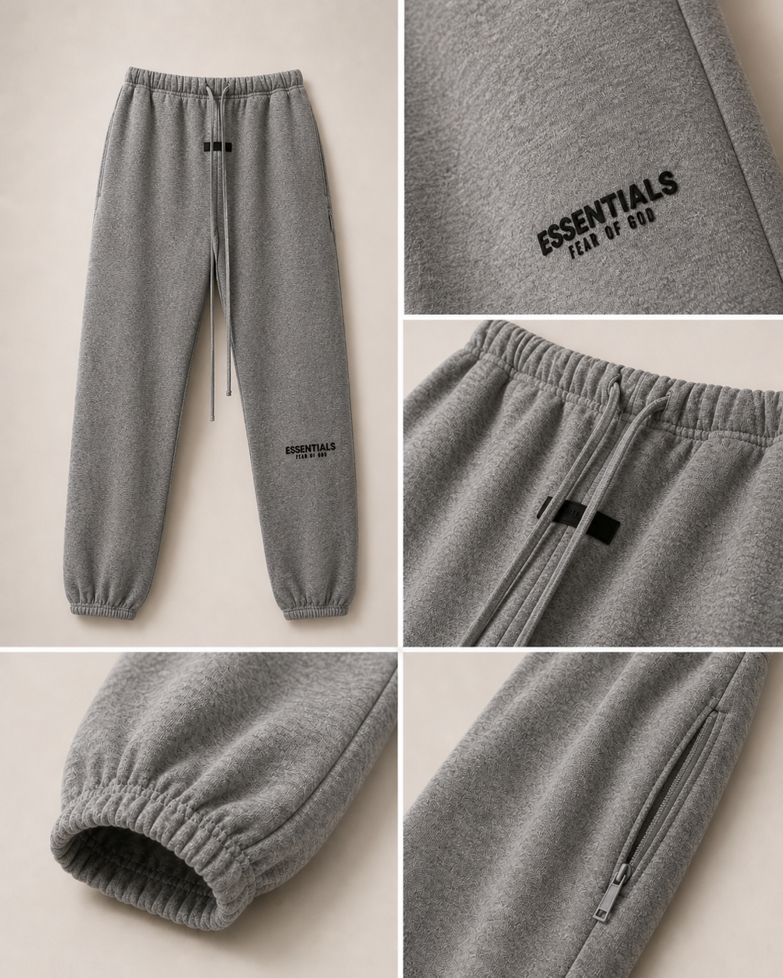 AMBERELLE Core Flocked Logo Sweatpants in cream