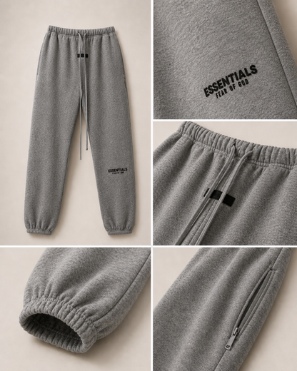 AMBERELLE Core Flocked Logo Sweatpants in cream