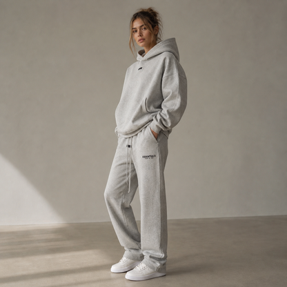 AMBERELLE Core Flocked Logo Straight Sweatpants in black