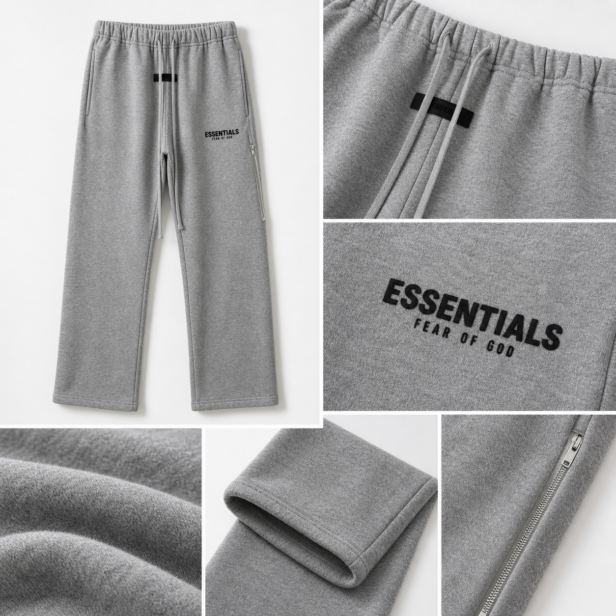 AMBERELLE Core Flocked Logo Straight Sweatpants in light heather grey