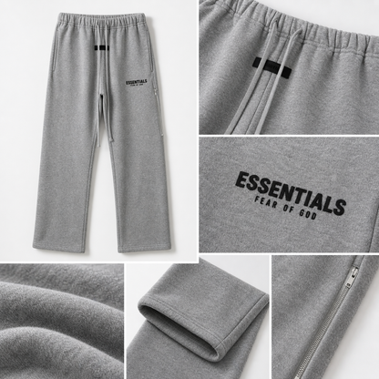 AMBERELLE Core Flocked Logo Straight Sweatpants in light heather grey