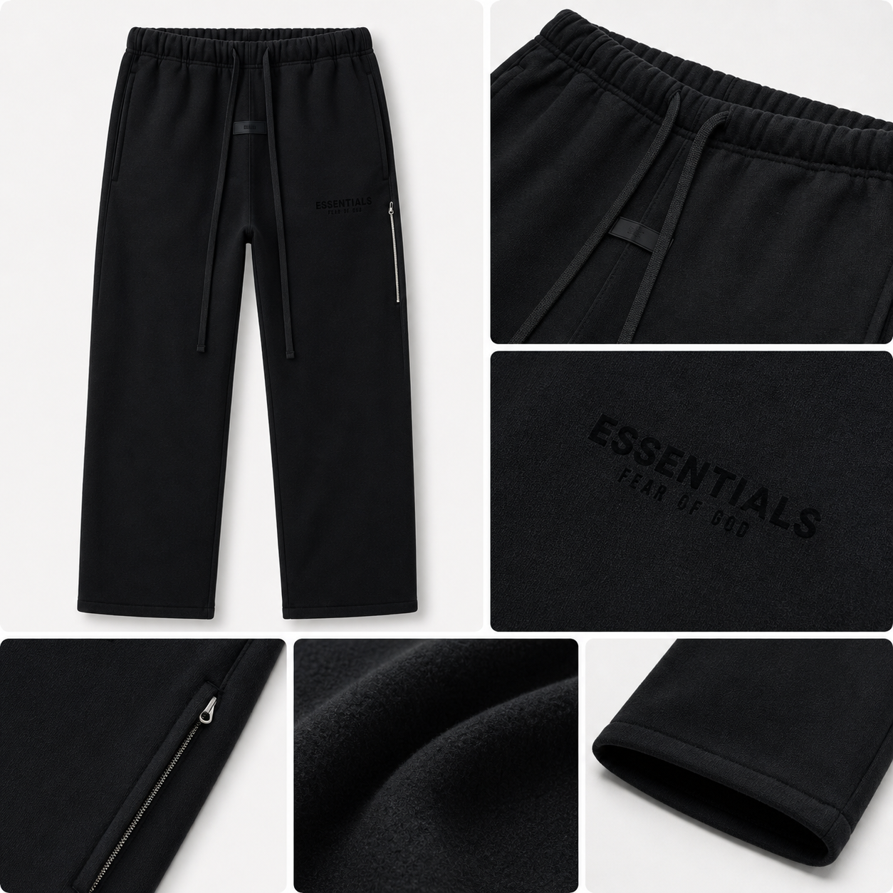 AMBERELLE Core Flocked Logo Straight Sweatpants in light heather grey