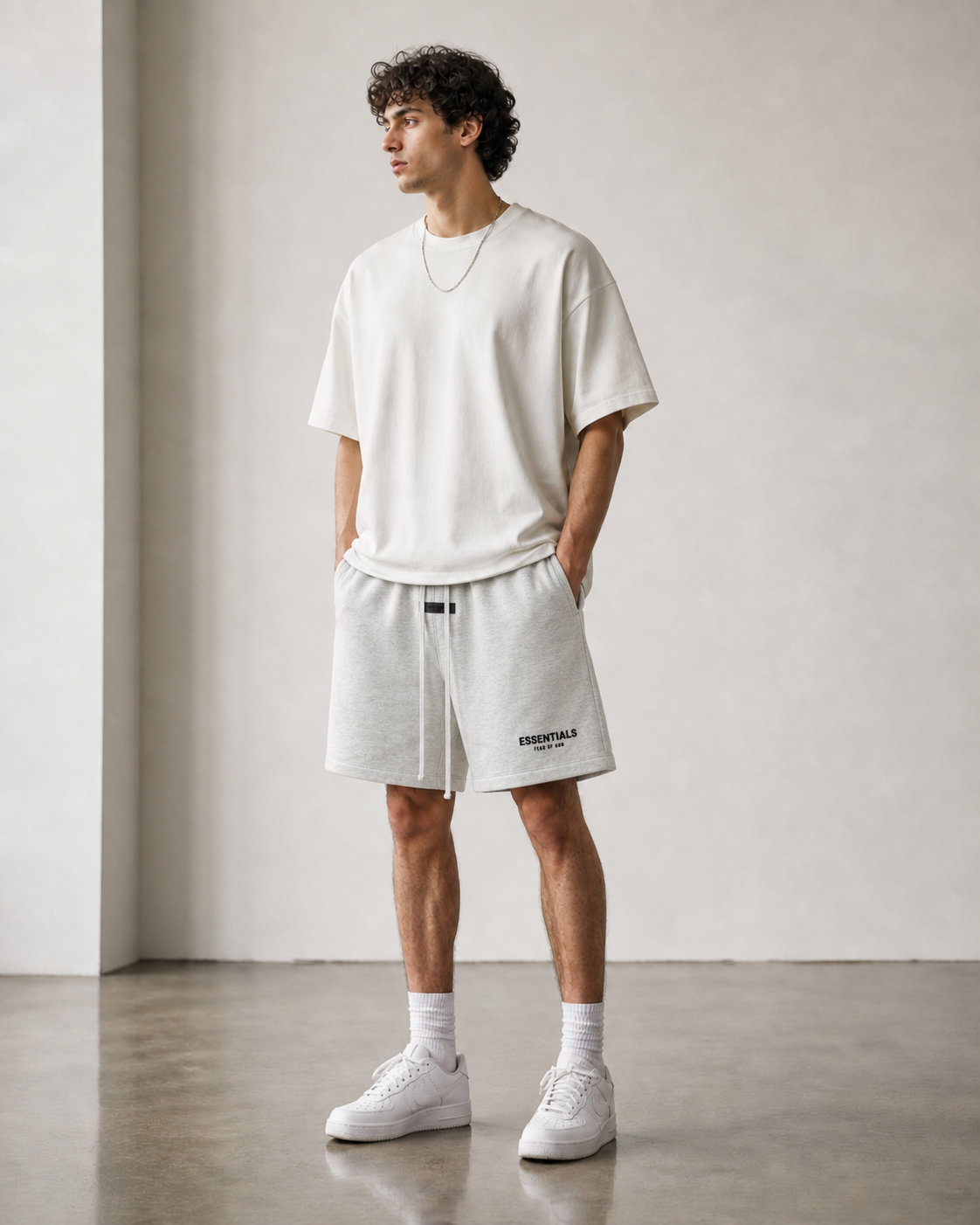 AMBERELLE Flocked Logo Fleece Sweatshorts in black
