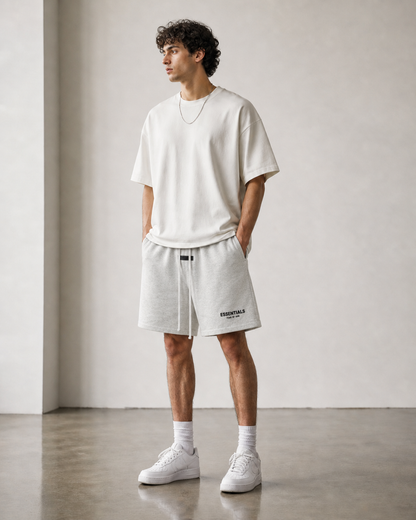 AMBERELLE Flocked Logo Fleece Sweatshorts in black