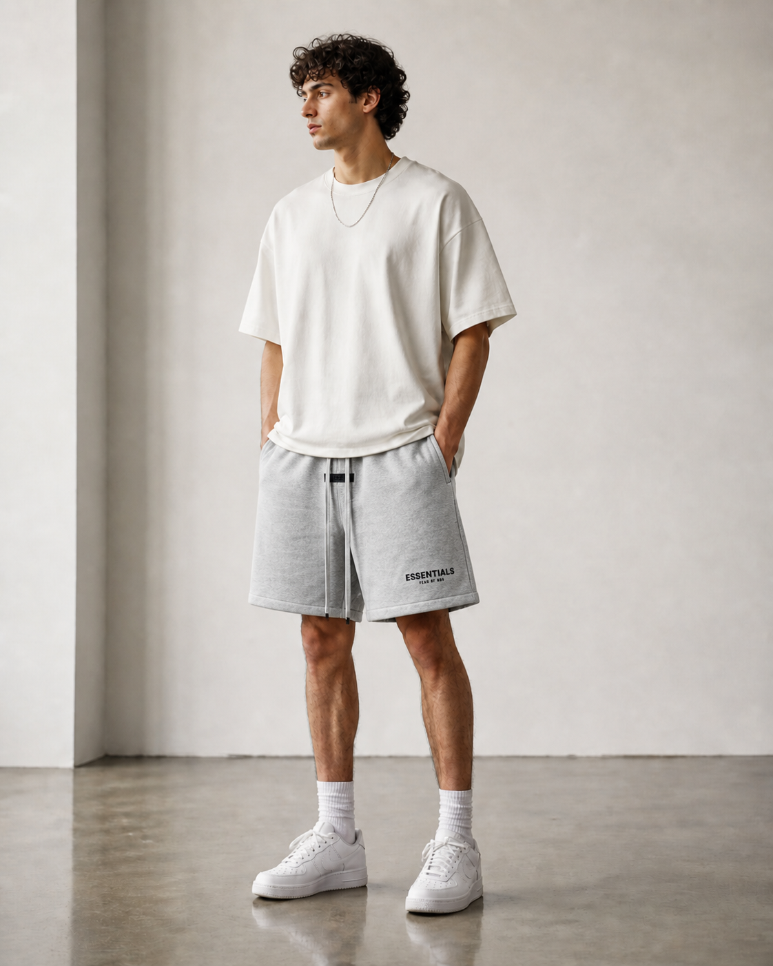 AMBERELLE Flocked Logo Fleece Sweatshorts in black