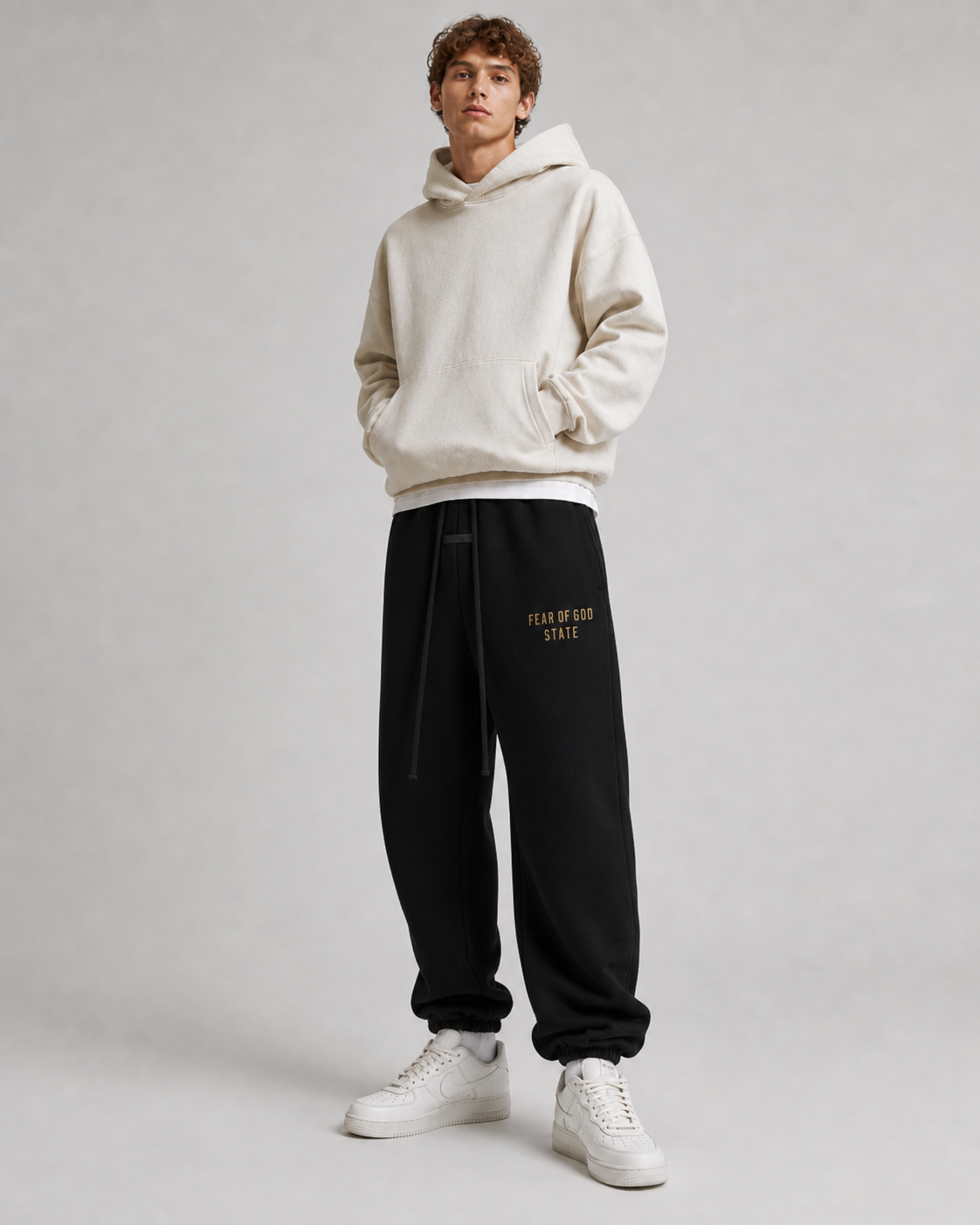 AMBERELLE State Graphic Fleece Jogger Sweatpants in black