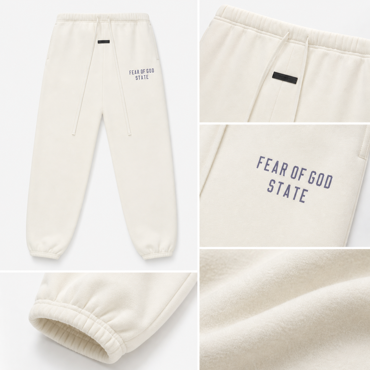AMBERELLE State Graphic Fleece Jogger Sweatpants in cream