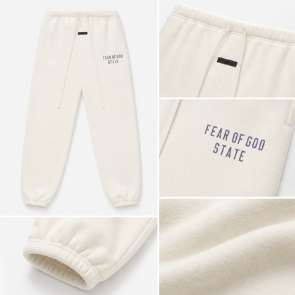 AMBERELLE State Graphic Fleece Jogger Sweatpants in cream