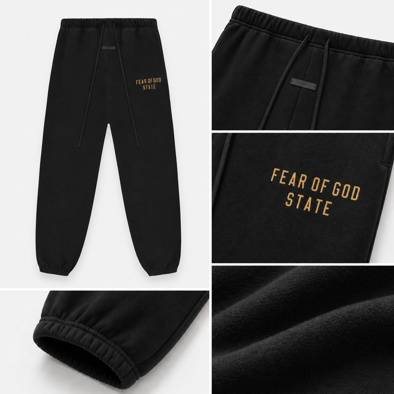 AMBERELLE State Graphic Fleece Jogger Sweatpants in cream