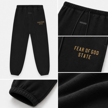 AMBERELLE State Graphic Fleece Jogger Sweatpants in cream