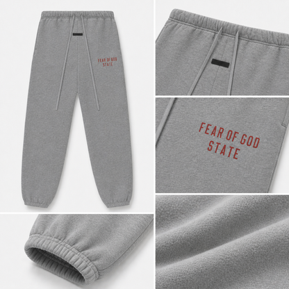 AMBERELLE State Graphic Fleece Jogger Sweatpants in cream