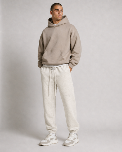 AMBERELLE Vintage Fleece Jogger Sweatpants in cream