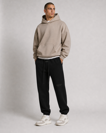 AMBERELLE Vintage Fleece Jogger Sweatpants in dark taupe