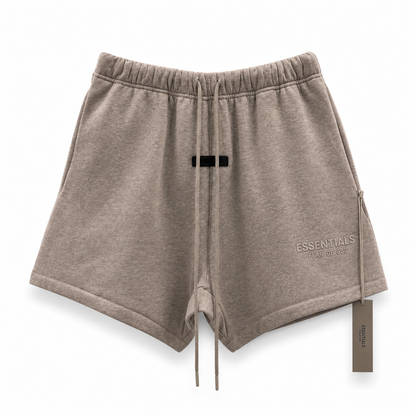 AMBERELLE Cloud Plush Logo Sweatshorts in taupe