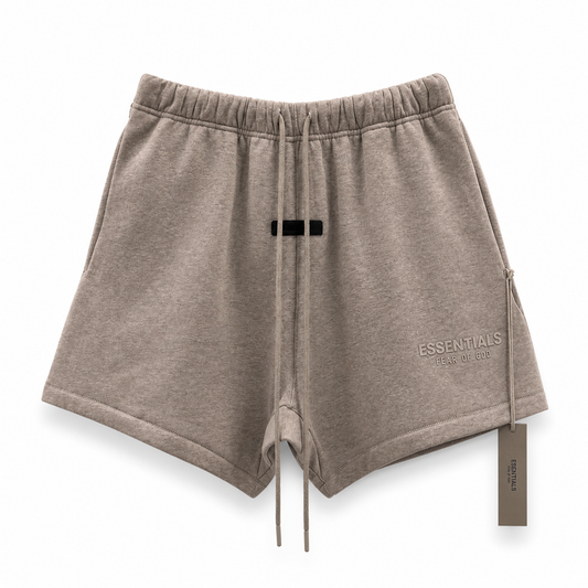 AMBERELLE Cloud Plush Logo Sweatshorts in taupe