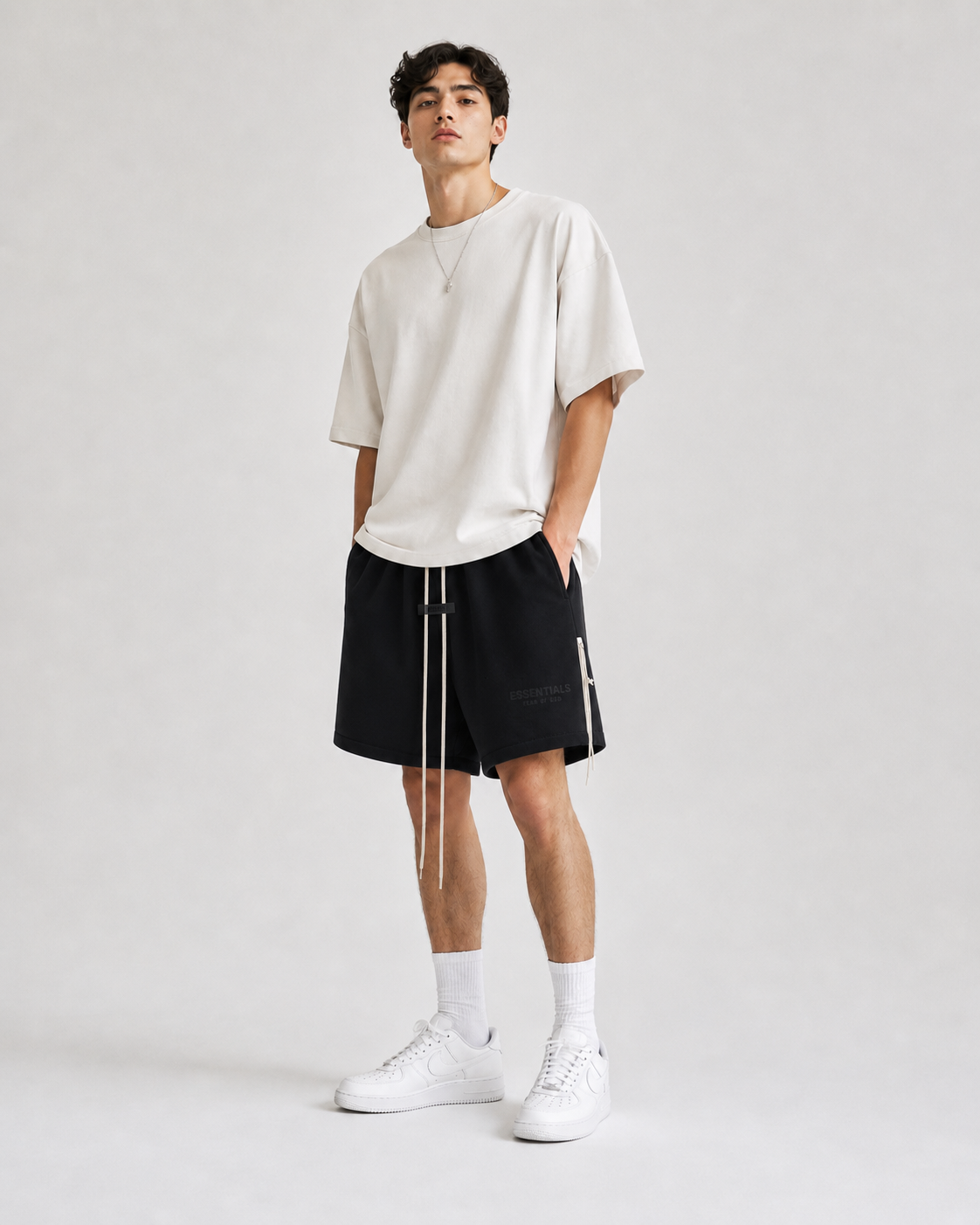 AMBERELLE Cloud Plush Logo Sweatshorts in taupe