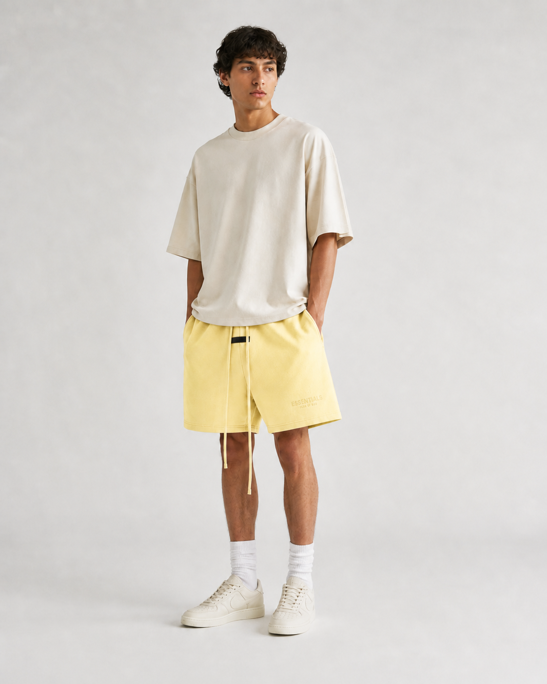 AMBERELLE Double Logo Fleece Drawstring Sweatshorts in orange