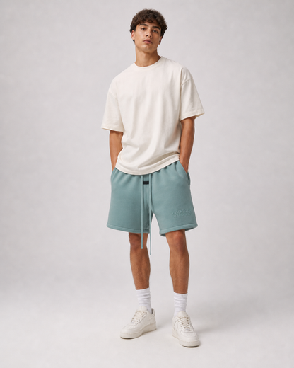 AMBERELLE Silicone Logo Fleece Sweatshorts in dark taupe