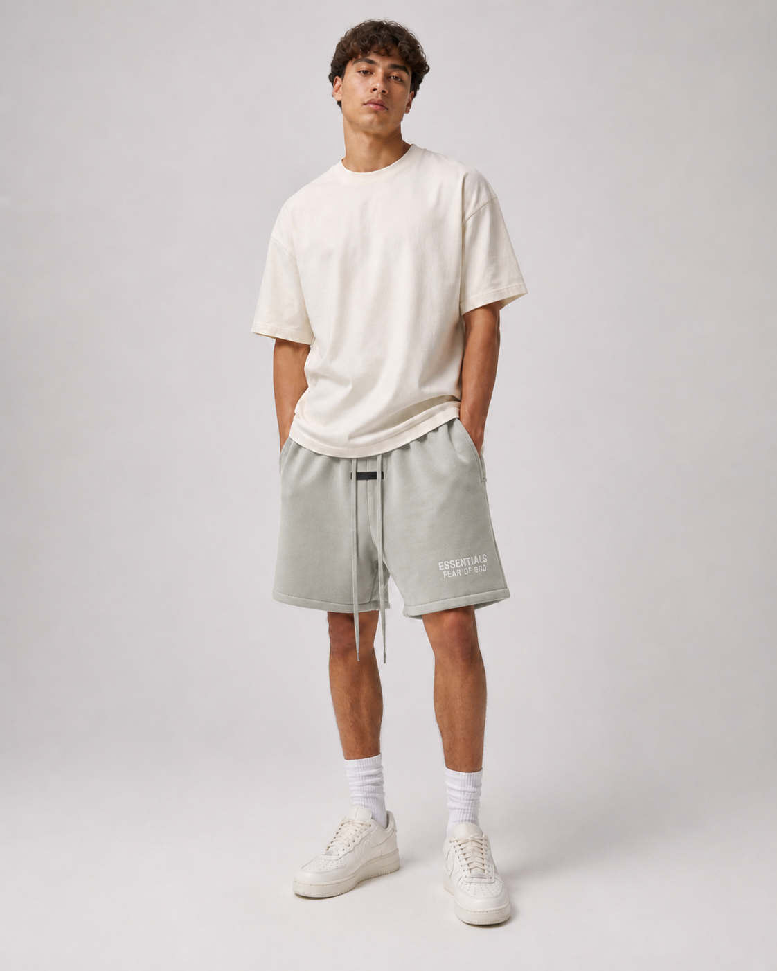 AMBERELLE Silicone Logo Fleece Sweatshorts in yellow