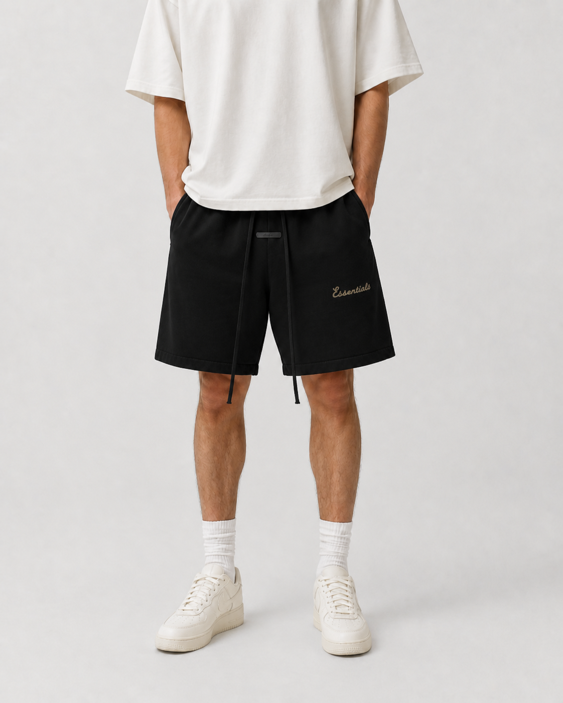 AMBERELLE Faded Logo Fleece Sweatshorts in black