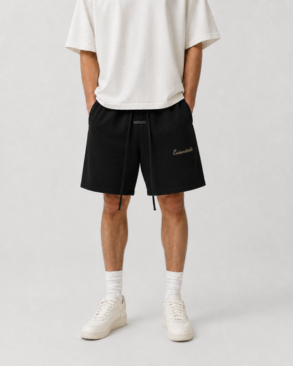 AMBERELLE Faded Logo Fleece Sweatshorts in black
