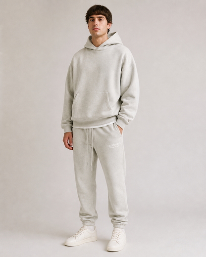 AMBERELLE Core Logo Fleece Joggers in light heather grey