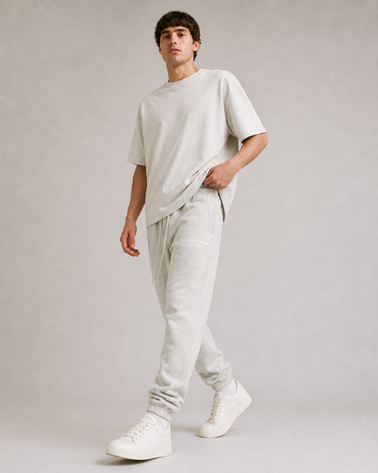 AMBERELLE Core Logo Fleece Joggers in light heather grey