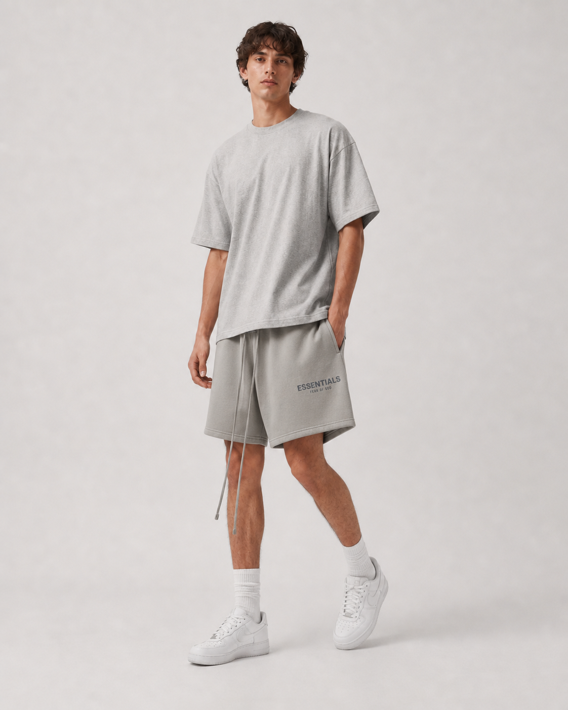 AMBERELLE Multi-Color Logo Fleece Sweatshorts in cream