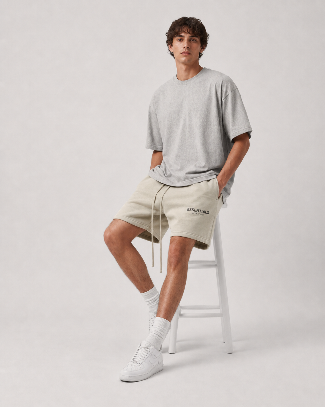 AMBERELLE Multi-Color Logo Fleece Sweatshorts in white