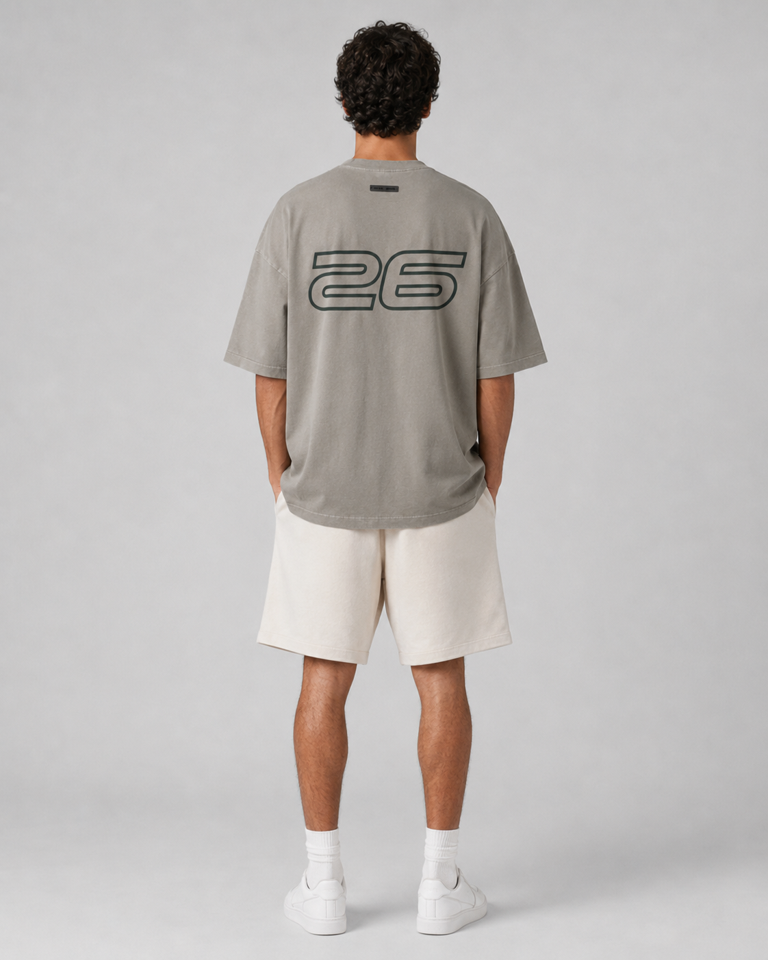 AMBERELLE 90s Graphic Oversized T-Shirt in light heather grey