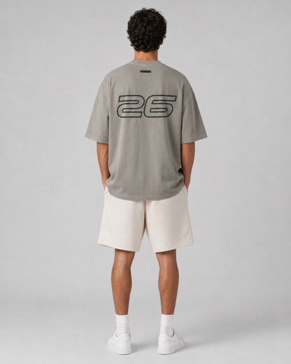 AMBERELLE 90s Graphic Oversized T-Shirt in light heather grey