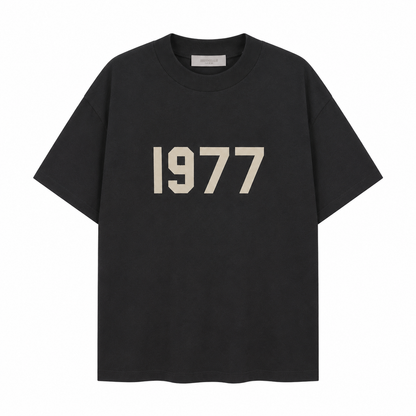 AMBERELLE 1977 Flocked Print Oversized T-Shirt in beige