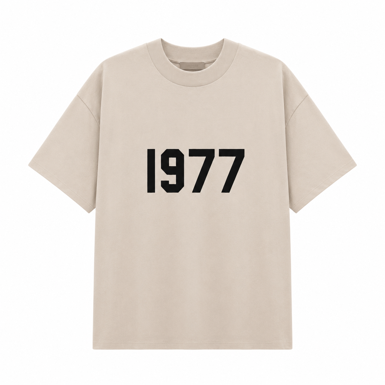 AMBERELLE 1977 Flocked Print Oversized T-Shirt in beige