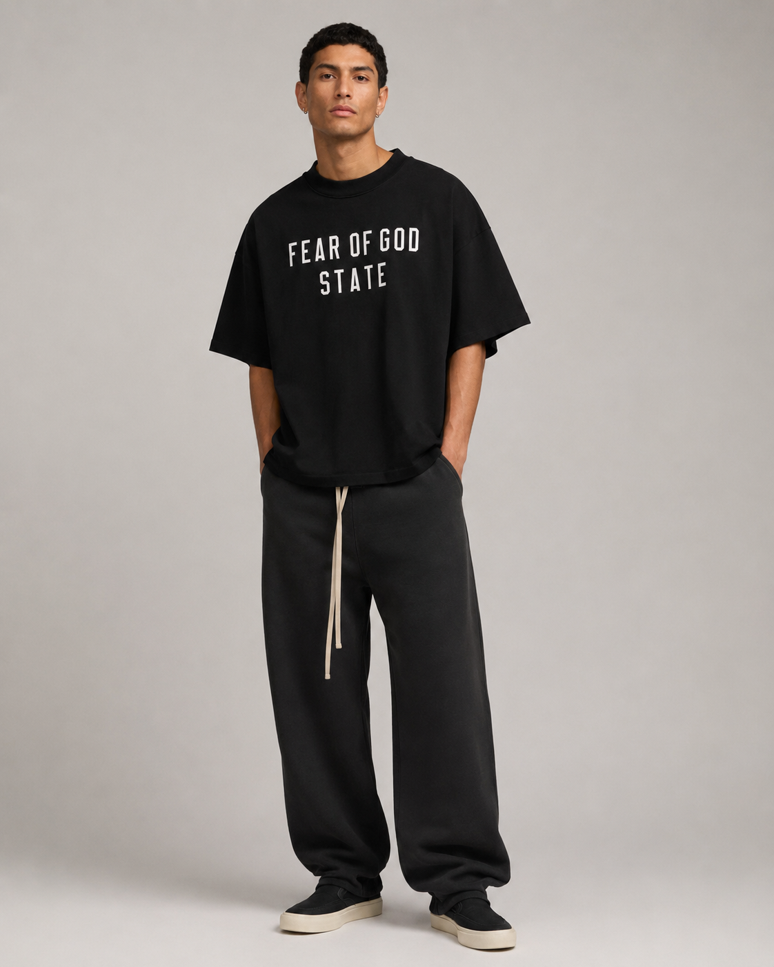 AMBERELLE State Letter Graphic Oversized T-Shirt in black