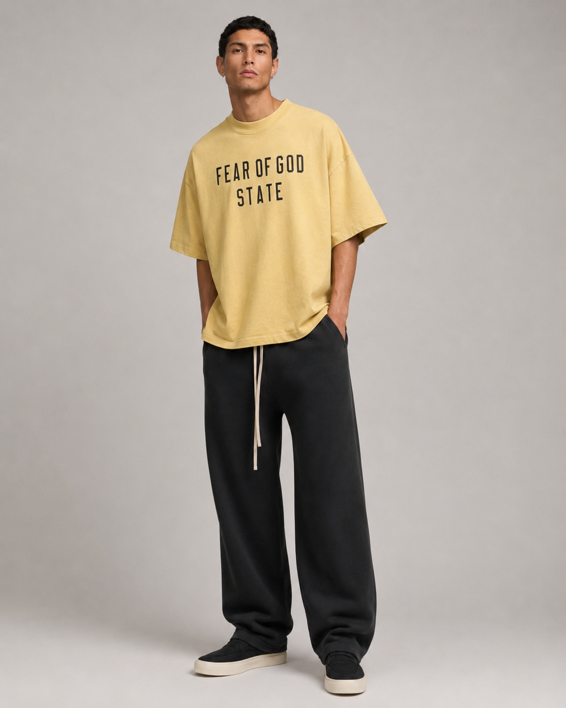 AMBERELLE State Letter Graphic Oversized T-Shirt in black