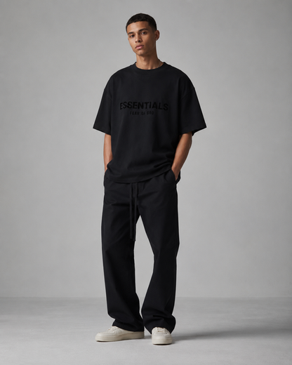 AMBERELLE Flocked Logo Oversized T-Shirt in light heather grey
