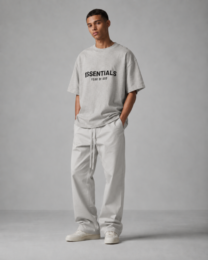 AMBERELLE Flocked Logo Oversized T-Shirt in cream