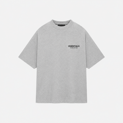 AMBERELLE Holiday Back Logo Short Sleeve Tee in light heather grey