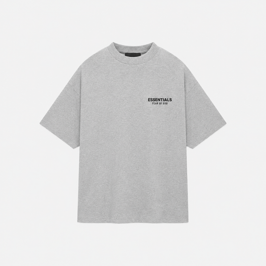 AMBERELLE Holiday Back Logo Short Sleeve Tee in light heather grey