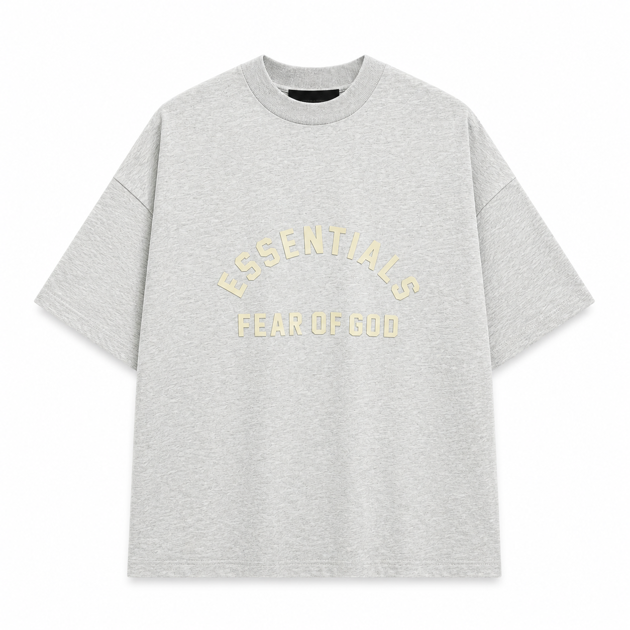 AMBERELLE Arc Logo Flocked Short Sleeve Tee in light heather grey