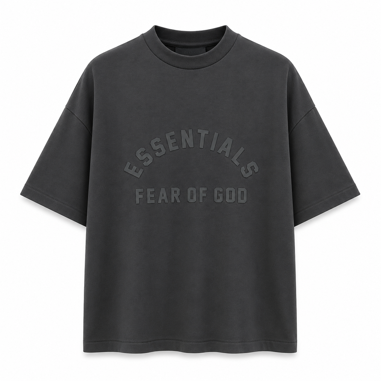 AMBERELLE Arc Logo Flocked Short Sleeve Tee in light heather grey