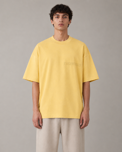 AMBERELLE Tonal Silicone Logo Short Sleeve Tee in light heather grey