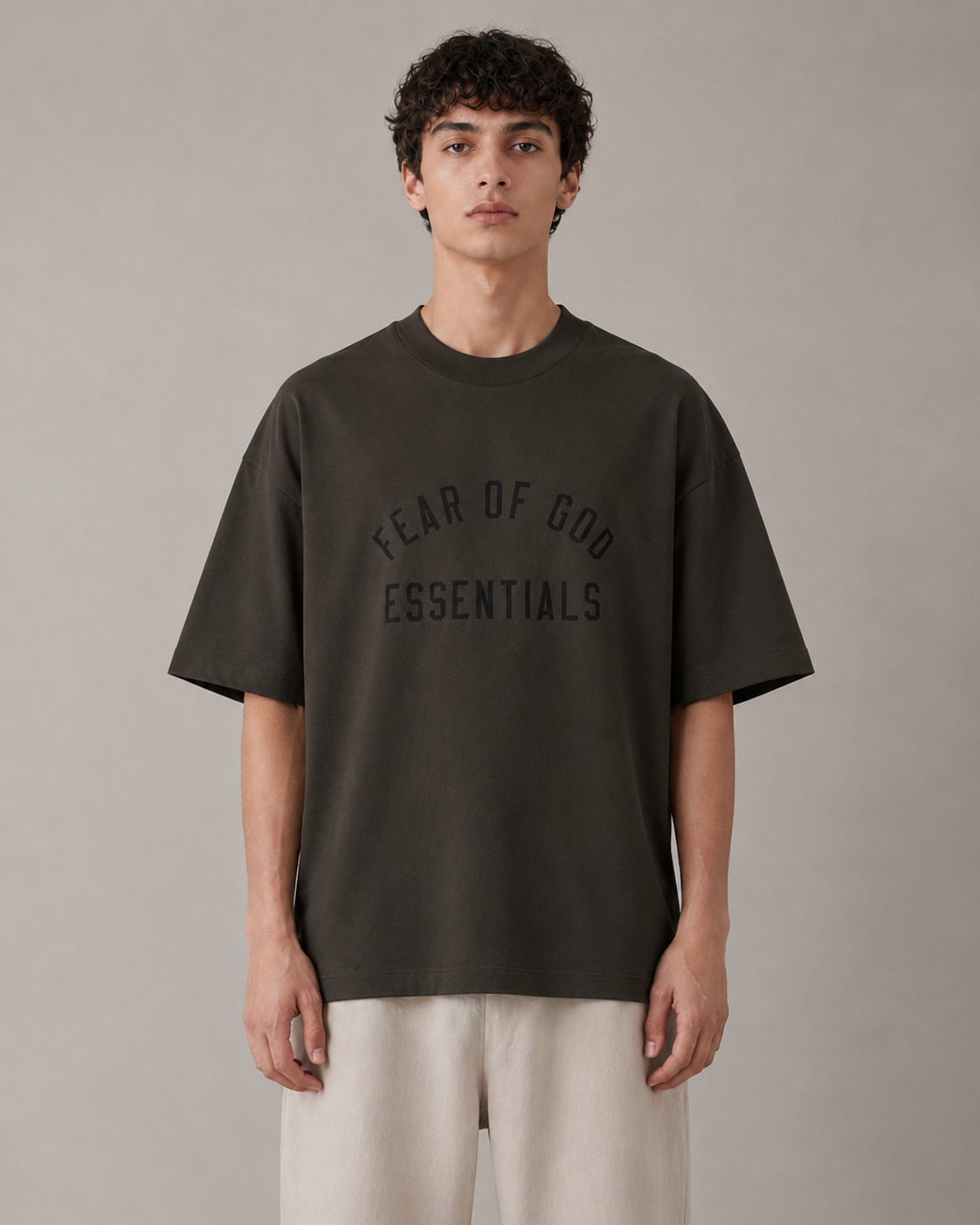 AMBERELLE Tonal Silicone Logo Short Sleeve Tee in light heather grey