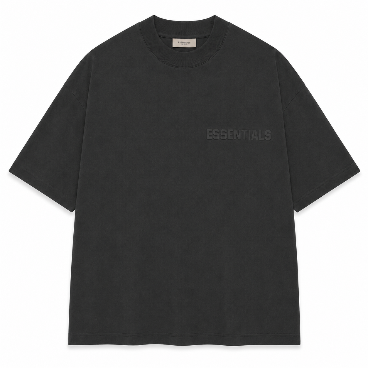 AMBERELLE Tonal Flocked Logo Short Sleeve Tee in light heather grey