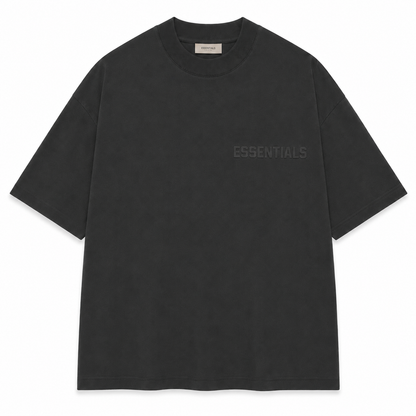 AMBERELLE Tonal Flocked Logo Short Sleeve Tee in light heather grey