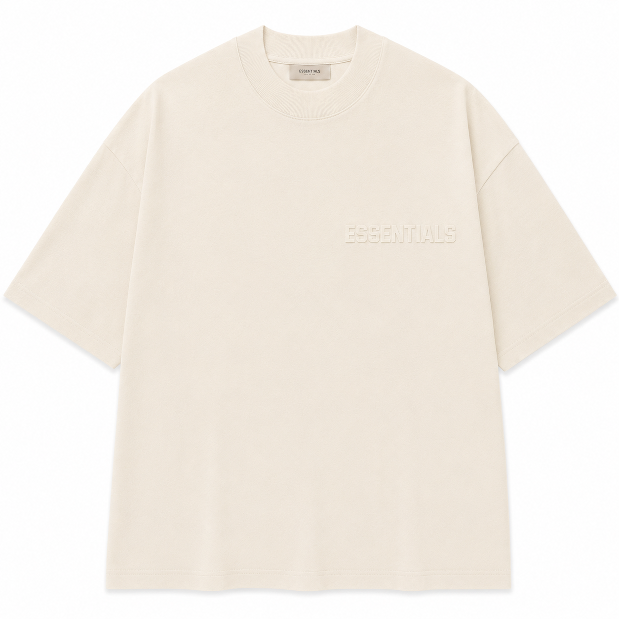 AMBERELLE Tonal Flocked Logo Short Sleeve Tee in cream