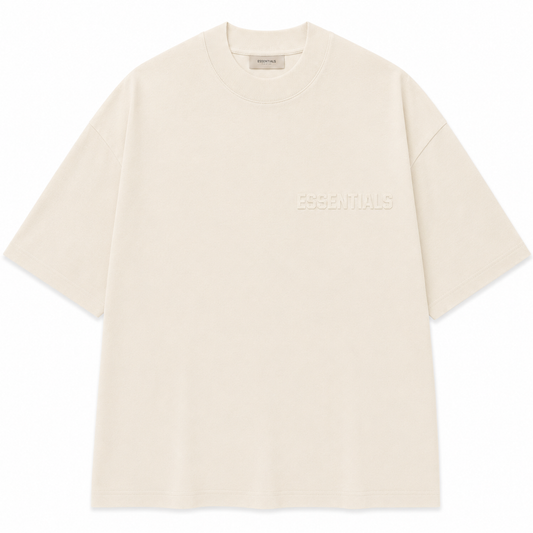 AMBERELLE Tonal Flocked Logo Short Sleeve Tee in cream