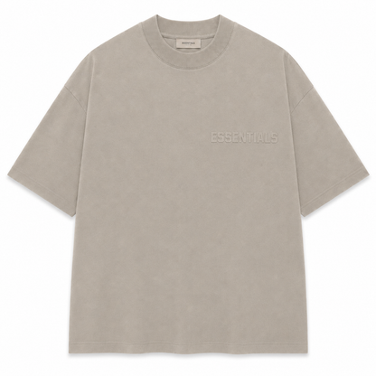 AMBERELLE Tonal Flocked Logo Short Sleeve Tee in cream