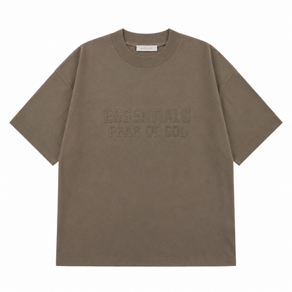 AMBERELLE Double-Line Flocked Logo Short Sleeve Tee in gray